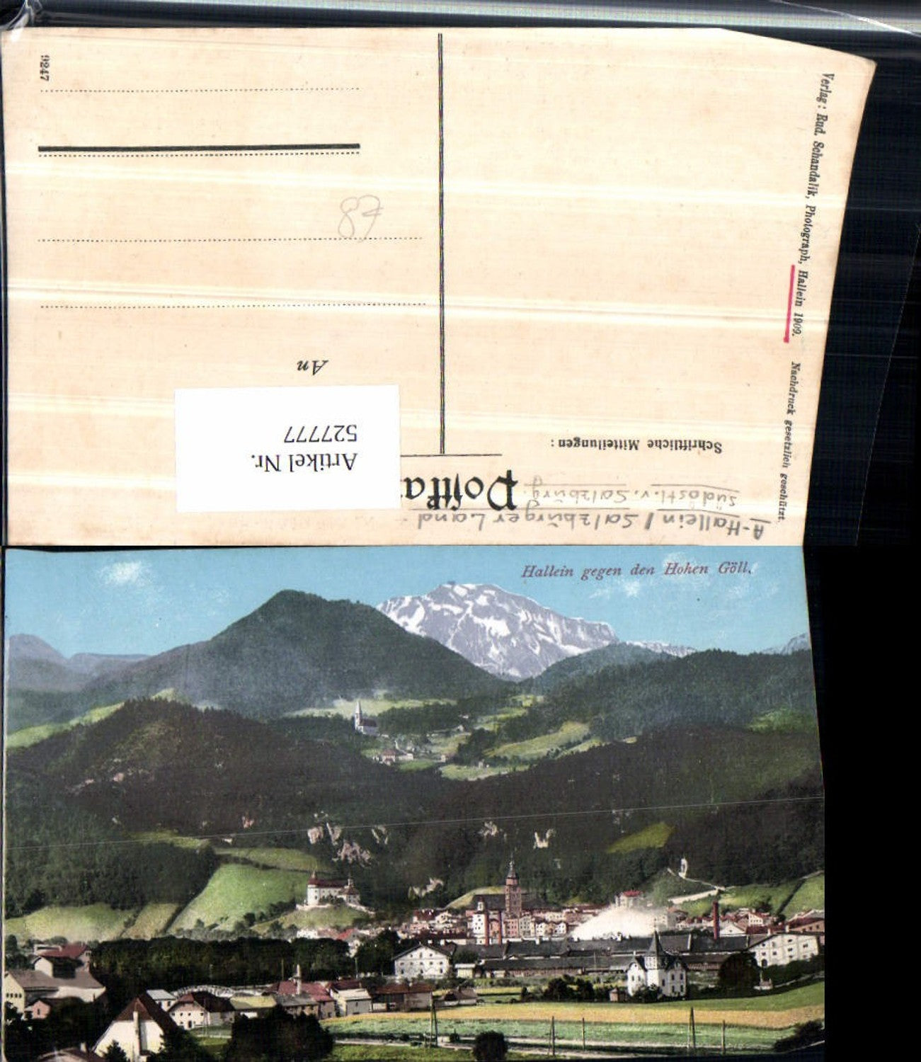 527777,tolle AK Hallein gegen Hohen Göll 1910