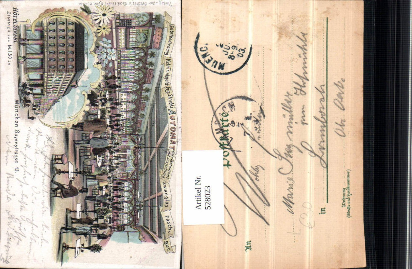 528023,tolle Litho München Hotel Restaurant Strebl Bayerstrasse 13