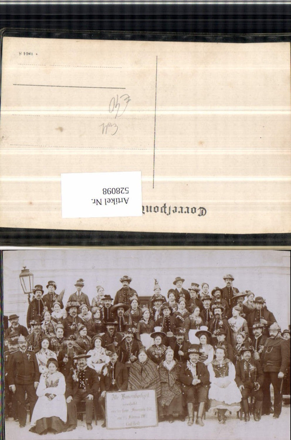 528098, UNIQUE Photo postcard Edt near Lambach Theater Old Peasant Wedding 20.2.1909