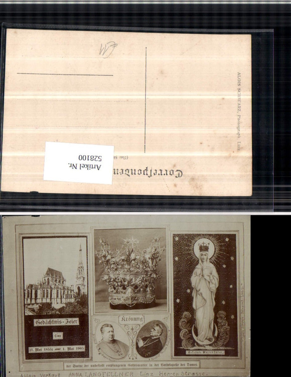 528100,Foto-AK Linz a.d. Donau Dom Gedächtnis Feier 1905 Bischof Doppelbauer Rudigier