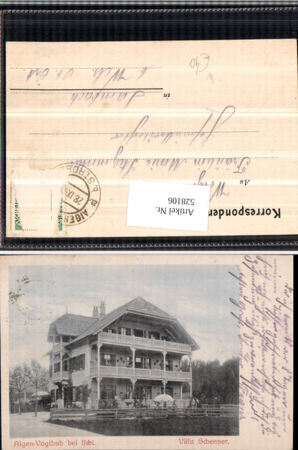 528106, rare great AK Aigen Voglhub near Ischl Strobl Villa Schenner 1900