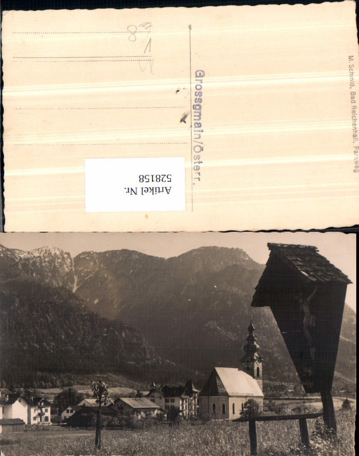 528158, rare photo postcard Großgmain near Salzburg pub Schmid