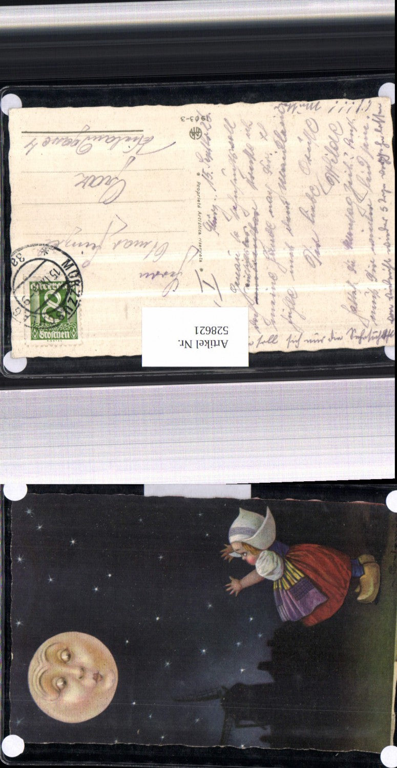 5285621,Künstler AK E. Colombo Mondgesicht Mond Mondschein AK Humor Kind