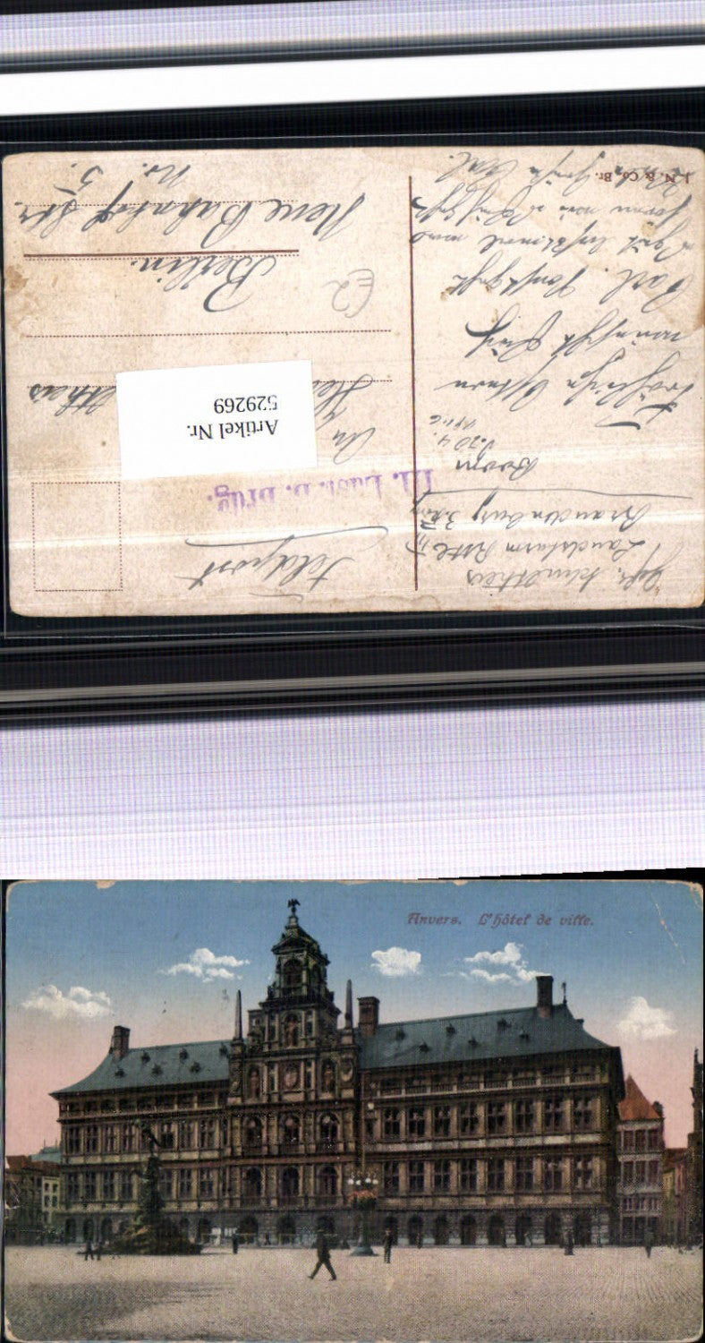 529269,Belgium Anvers Antwerpen Hotel de ville Feldpost Landsturm