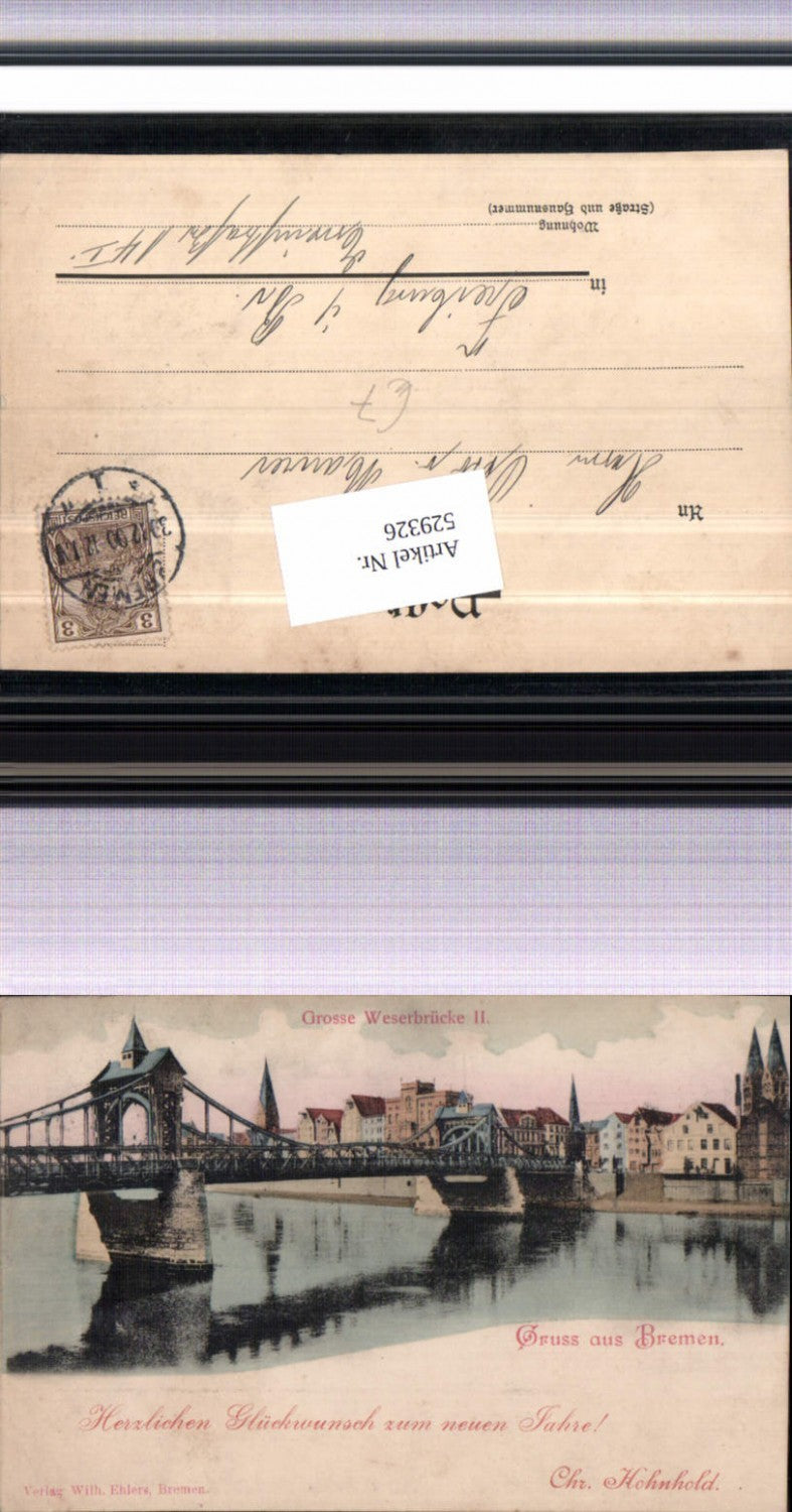 529326, Greetings from Bremen, Grosse Weserbrücke, 1900