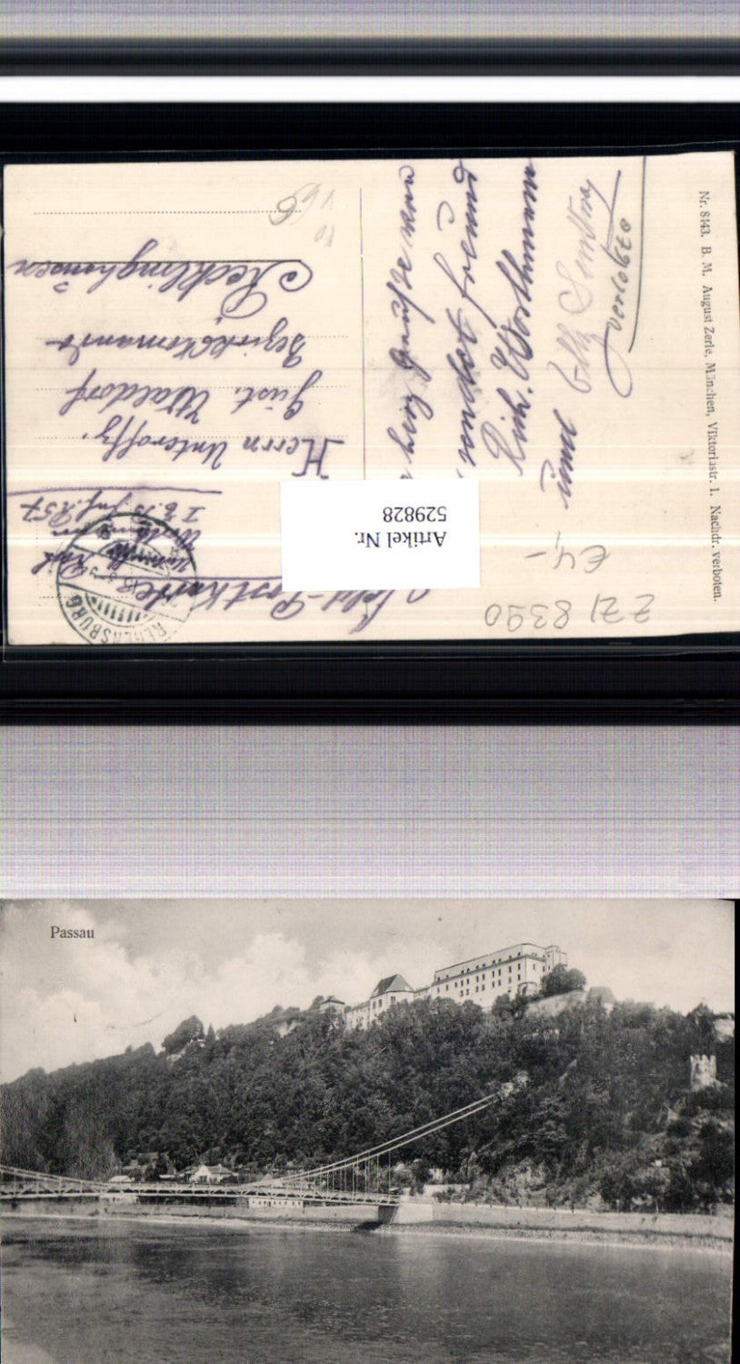 529828,Passau Partie a.d. Brücke 1915 pub Zerle August 8443