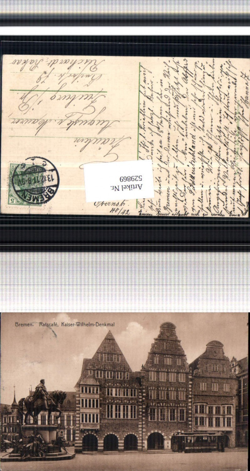 529869, Bremen Ratscafe Kaiser Wilhelm Monument Bremen Tram