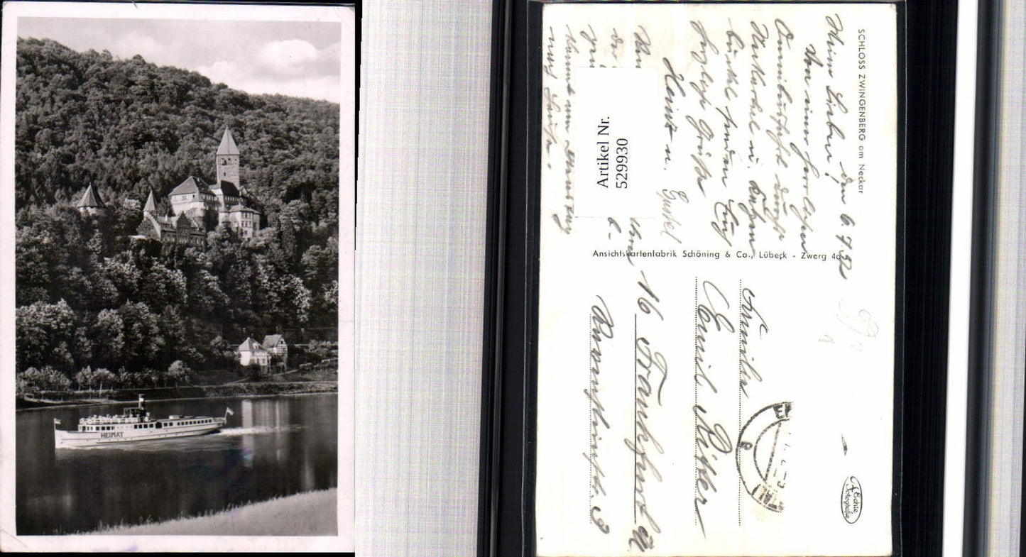 529930,Schloss Zwingenberg am Neckar m. Dampfer Heimat
