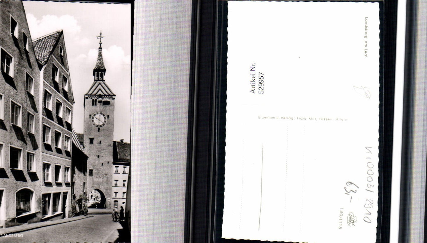 529957,Foto Ak Landsberg am Lech Uhrturm Turm