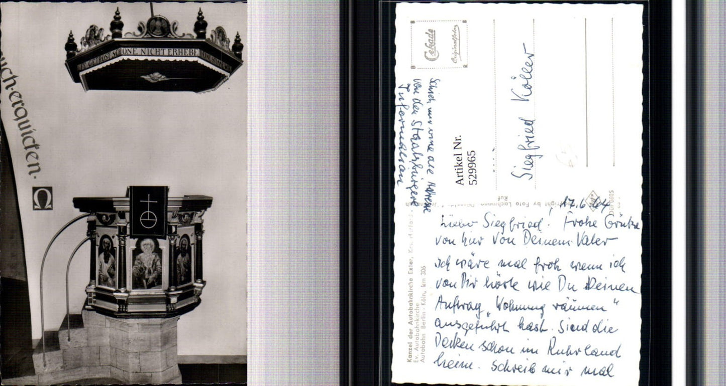 529965,Foto Ak Exter Autobahnkirche Kanzel Vlotho