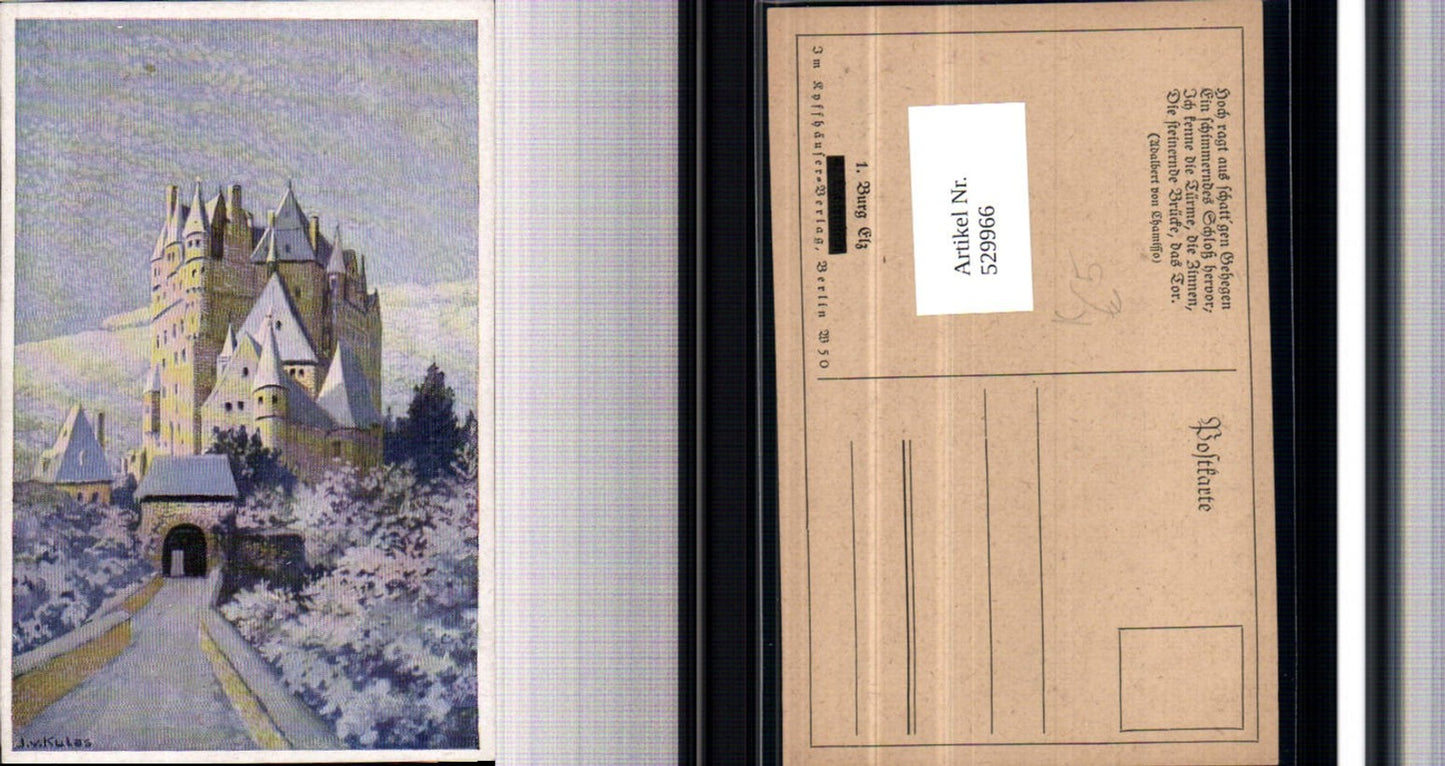 529966,Künstler Ak J. v. Kulas Burg Eltz Winteransicht Wierschem