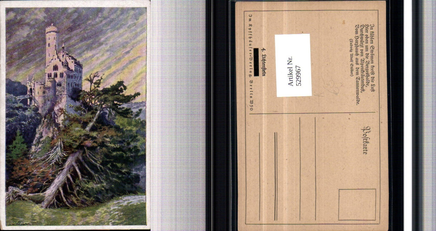 529967,Künstler Ak J. v. Kulas Schloss Lichtenstein Honau