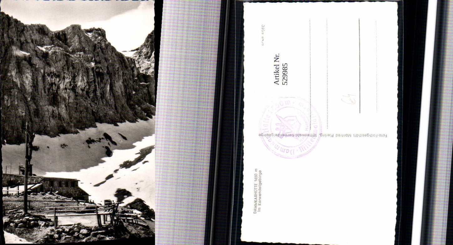 529985,Foto Ak Dammkarhütte Karwendelgebirge Kreuz Mittenwald