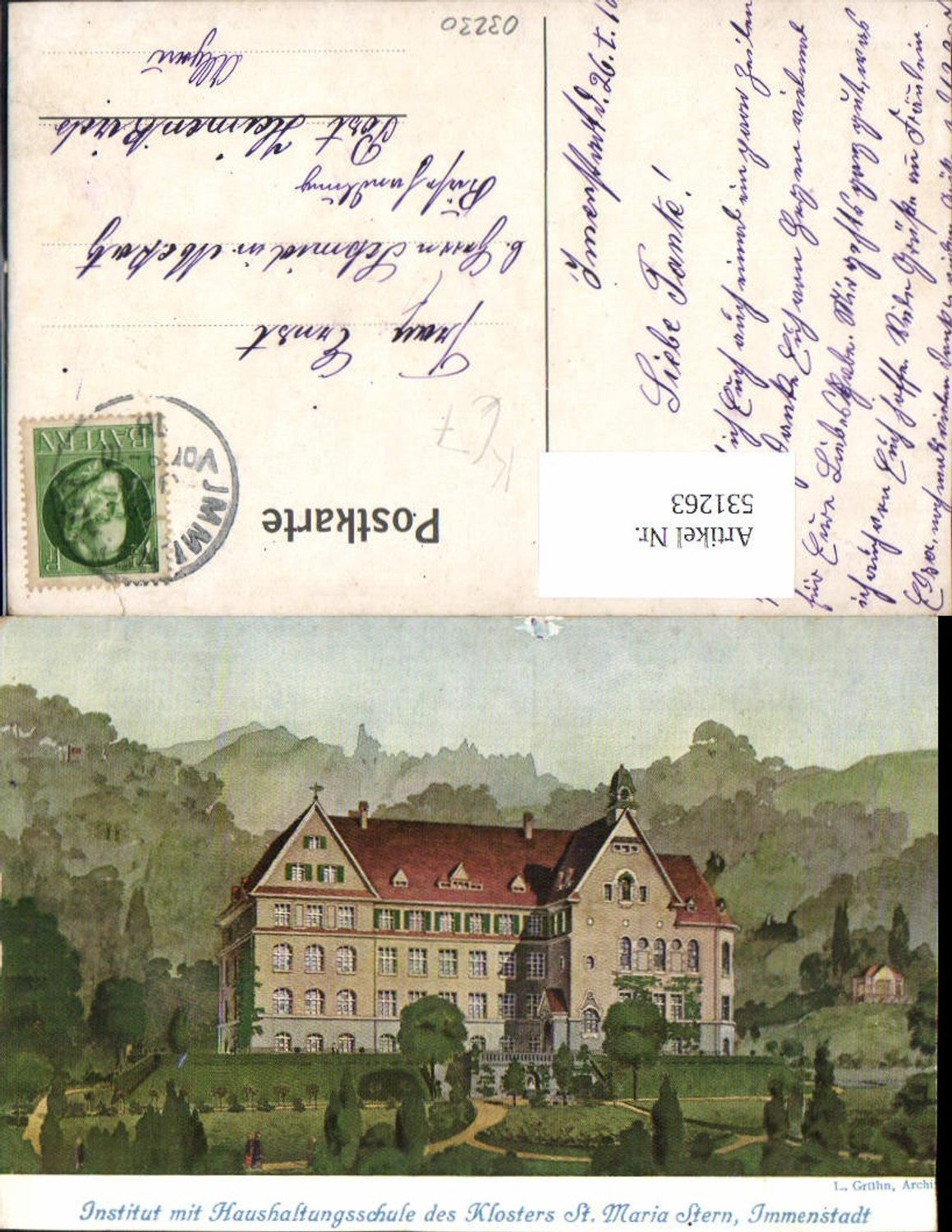 531263,Künstler Ak L. Grühn Kloster St Maria Stern Immenstadt im Allgäu Haushaltsschule