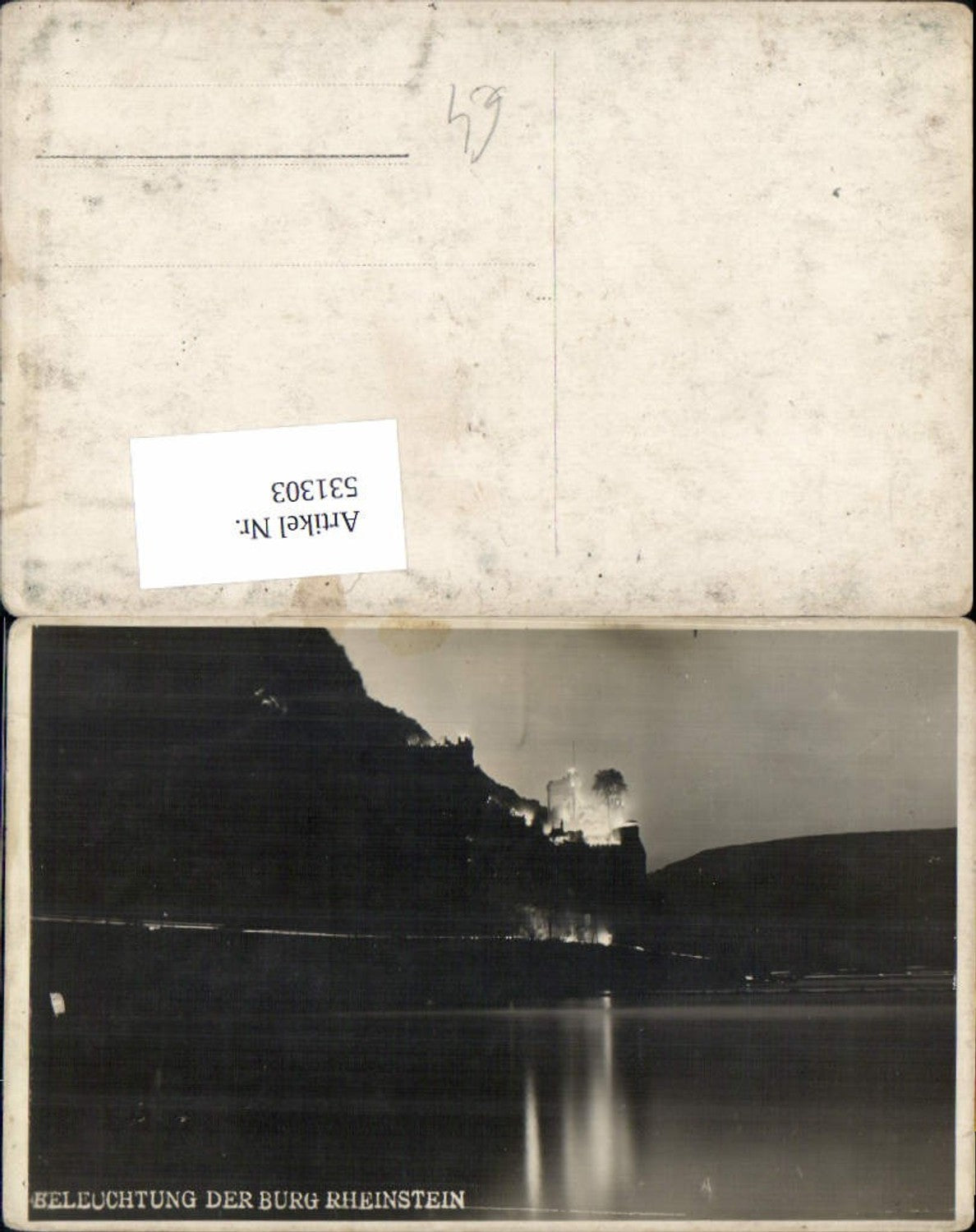 531303,Foto Ak Beleuchtung der Burg Rheinstein Trechtingshausen