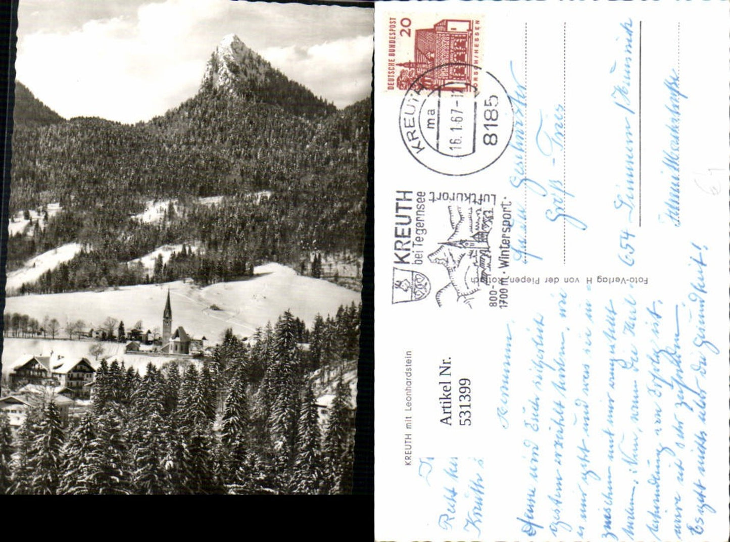 531399, Kreuth with Leonhardstein, winter view