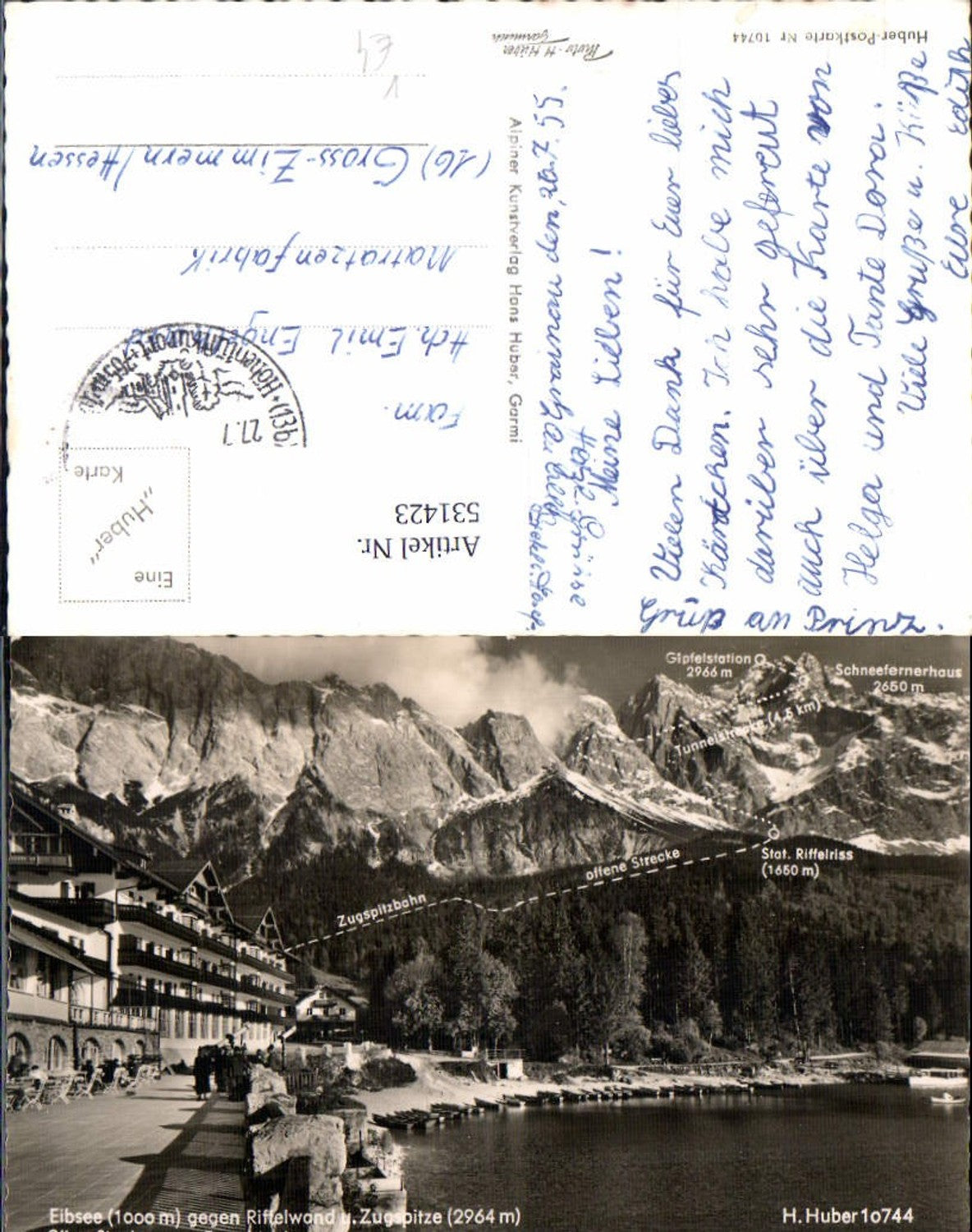 531423,Eibsee geg. Riffelwand u. Zugspitze Grainau pub Huber 10744