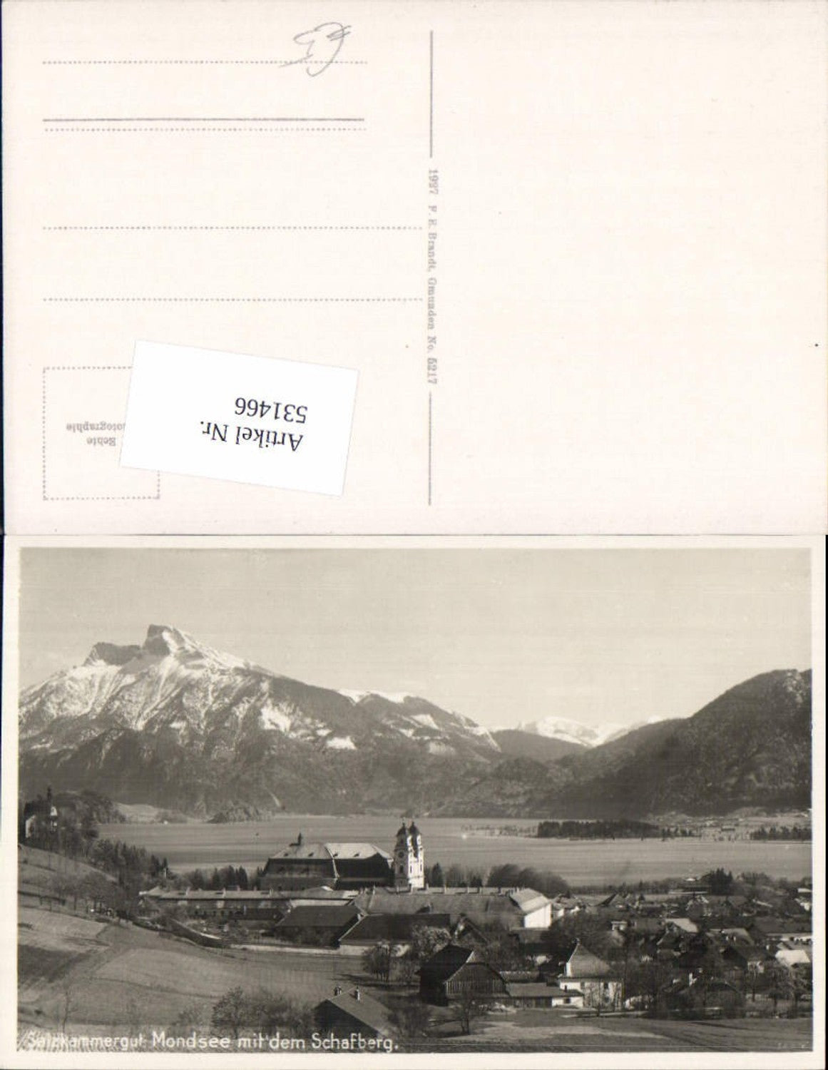 531466,Salzkammergut Foto-AK Mondsee m. Schafberg pub Brandt 5217