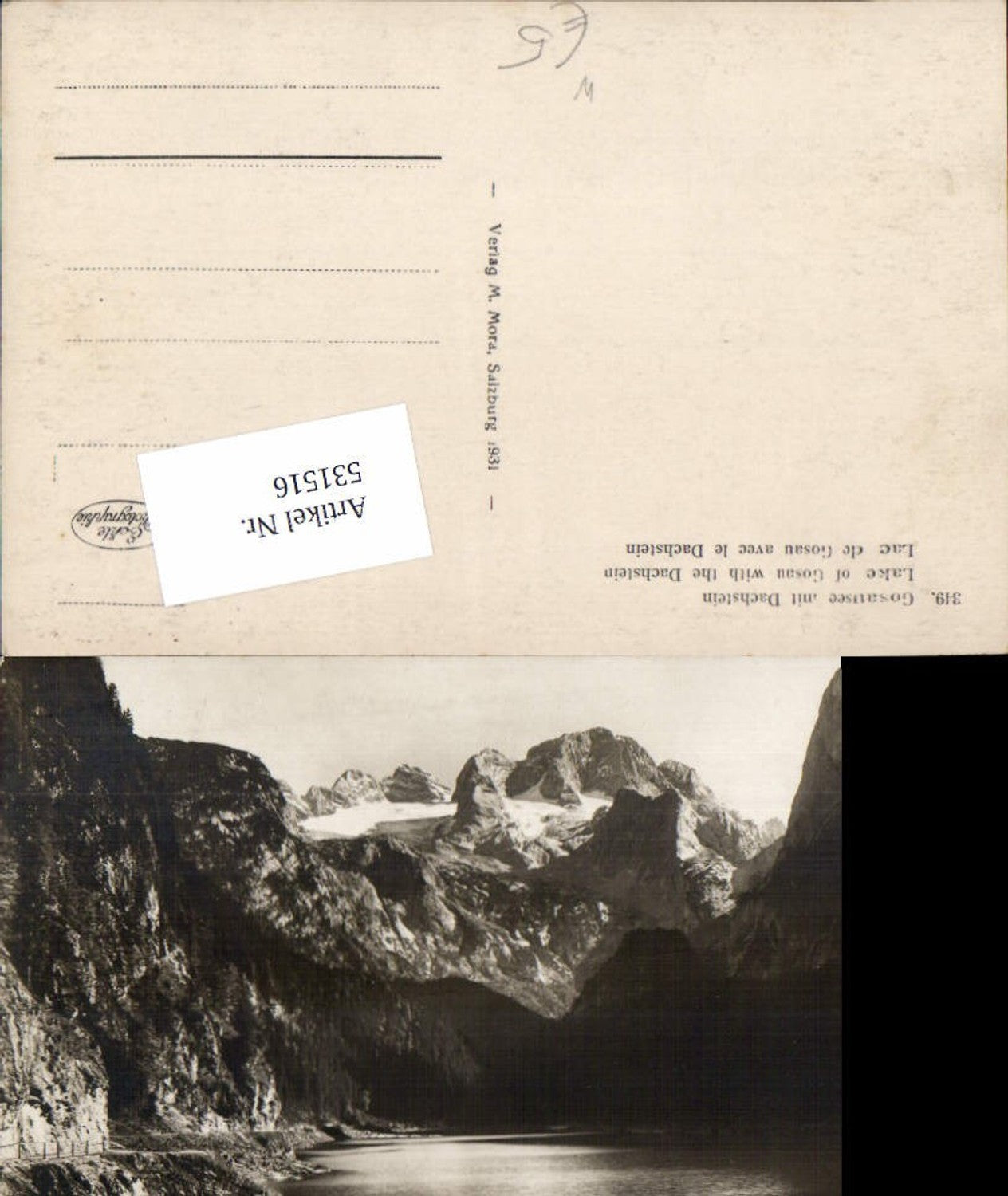 531516,Foto-AK Gosausee Gosau Salzkammergut pub Mora 349 Morawetz