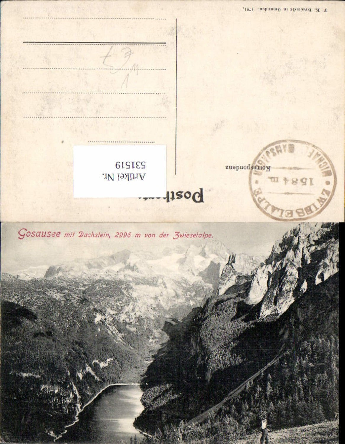 531519,Gosausee bei Gosau m. Dachstein Zwieselalpe pub Brandt 1781