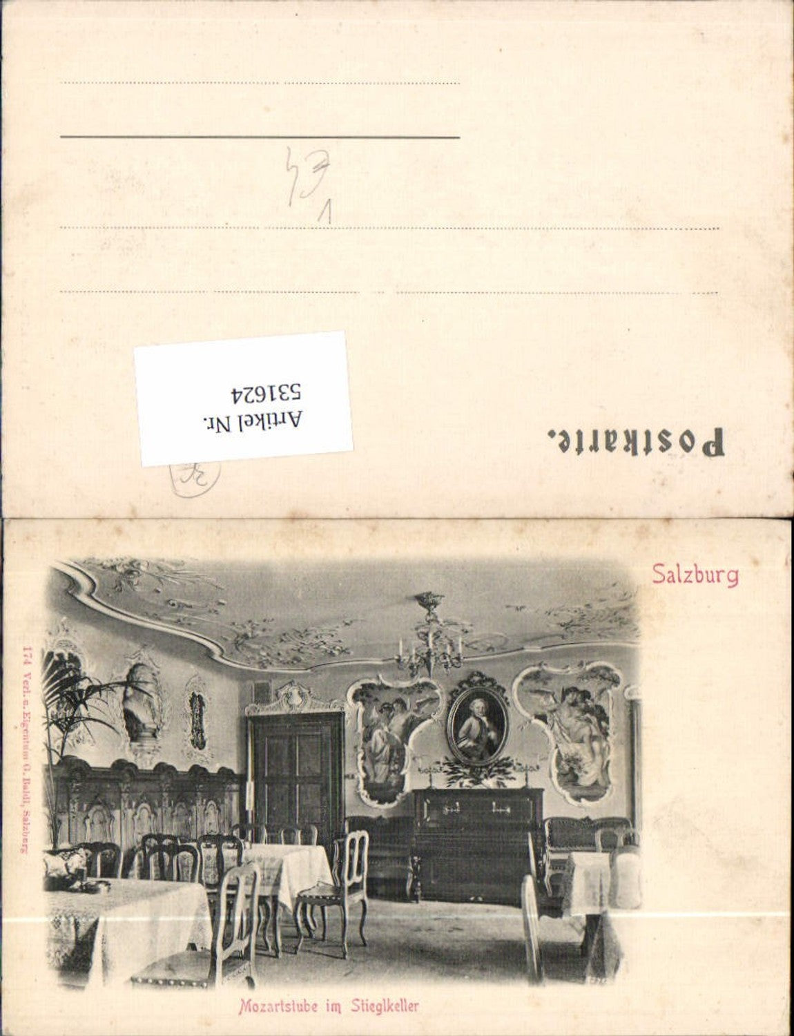 531624,Salzburg Stadt Stieglkeller Mozartstube pub Baldi 174