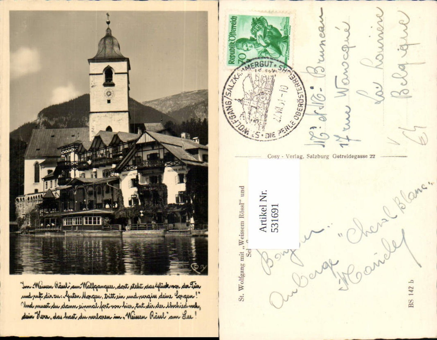 531691,St. Wolfgang am Wolfgangsee Weisses Rössl pub Cosy BS 142b