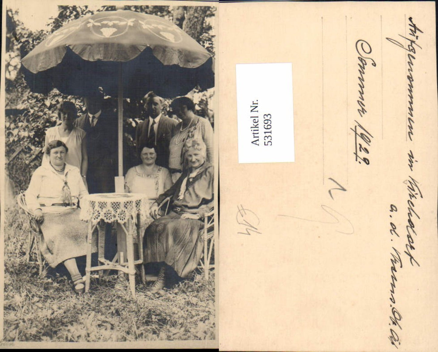 531693,seltene Foto-AK Kirchdorf an der Krems 1929 Familienportrait Sonnenschirm Schirm