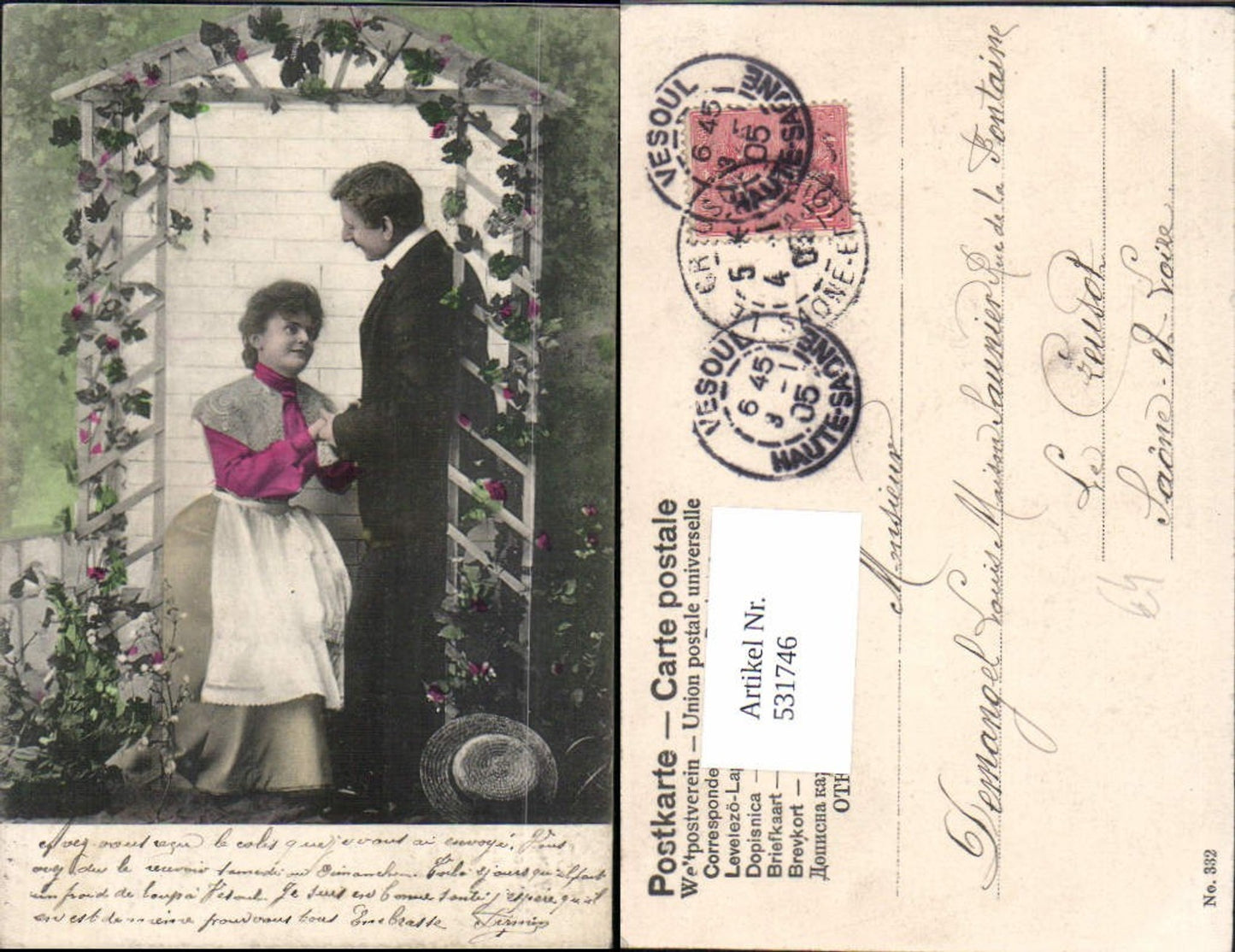 531746,Künstler AK Frau Liebe Paar Mann Frau Schürze