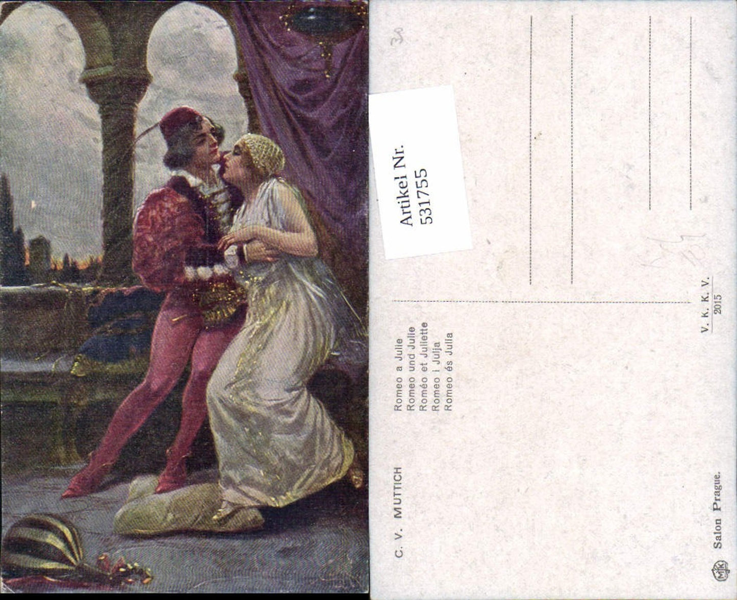 531755,Künstler AK C.V. Muttich Frau Liebe Paar Orientale Frau Romeo Julia