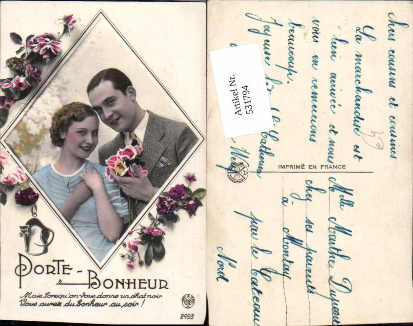 531794,Foto-AK Frau Liebe Paar Fotomontage Rosen pub A. Noyer 2493