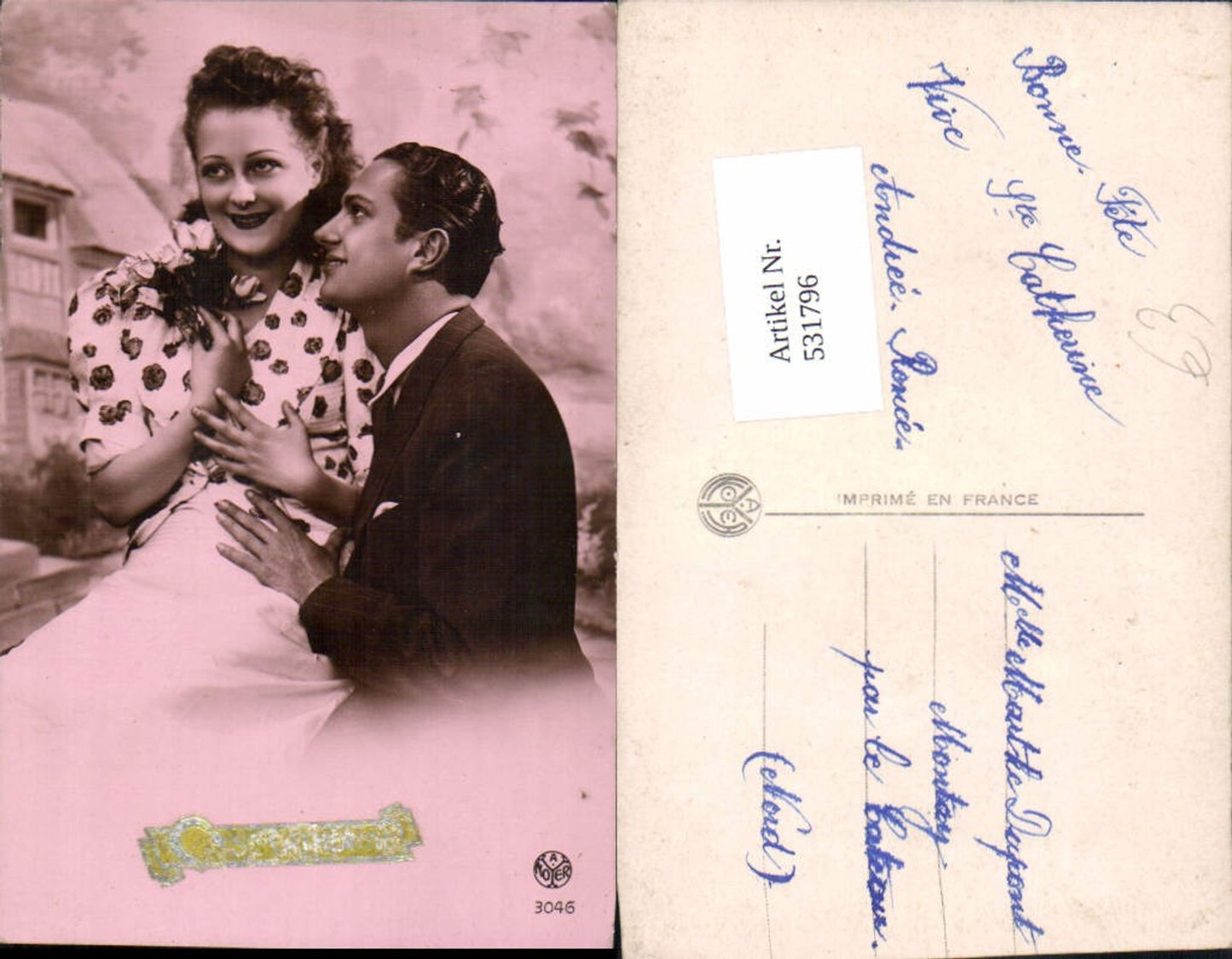 531796,Foto-AK Frau Liebe Paar Mann pub Noyer 3046