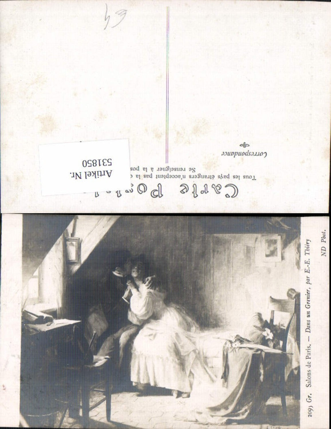 531850,Künstler AK E.E. Thiery Frau Liebe Paar Salon de Paris