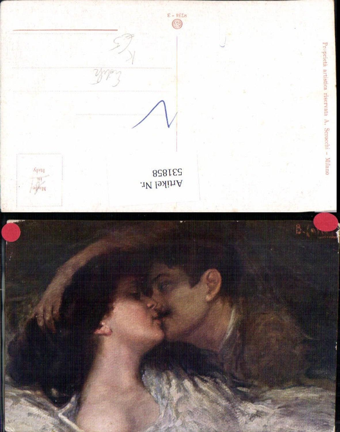 531858,Künstler AK Frau Liebe Paar Kuss Erotik pub A. Scrocchi