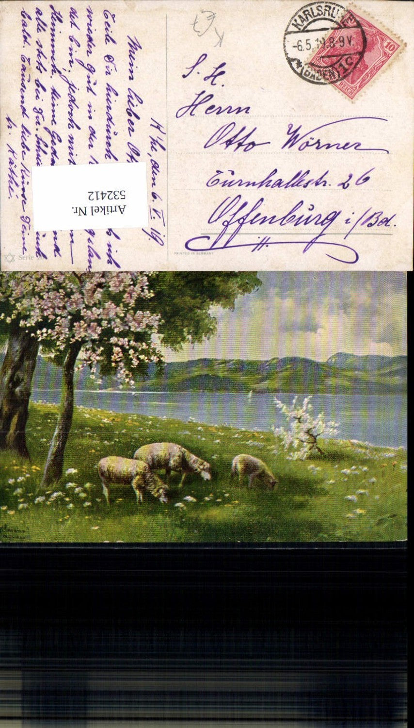 532412,Künstler AK Alfred Schönian Schafe Tiere