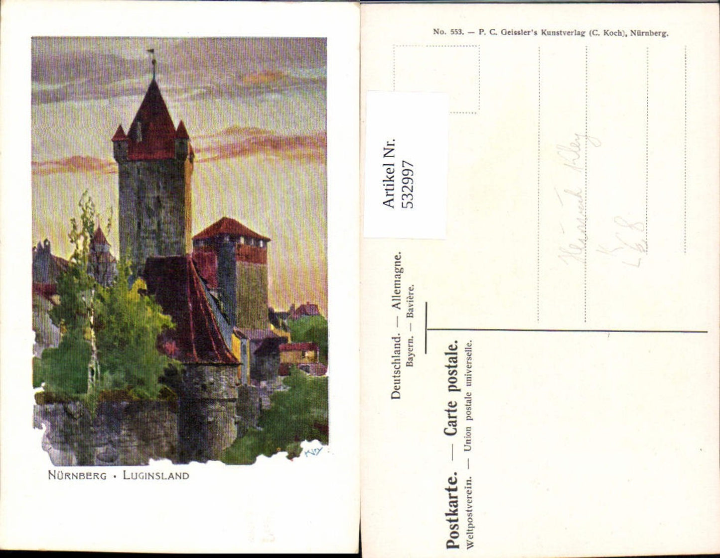 532997,Künstler Litho Heinrich Kley Nürnberg Luginsland
