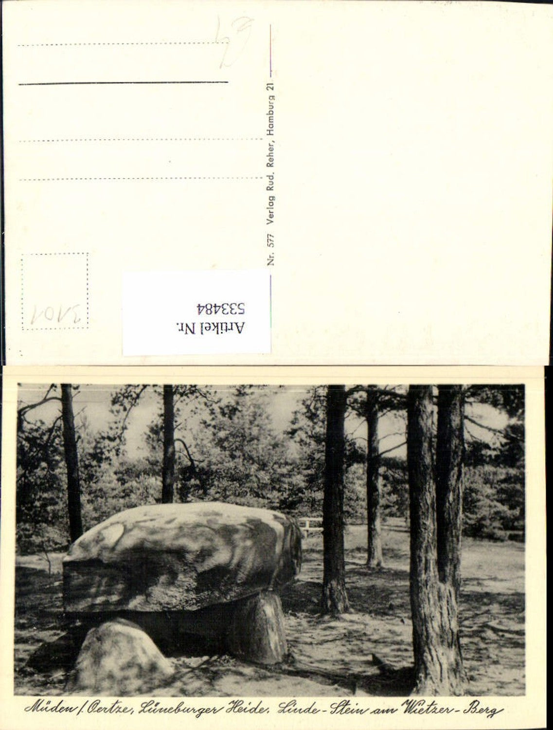 533484, Müden, Oertze Lüneburger Heide, Linde-Stein am Wietzer Berg Steinformation