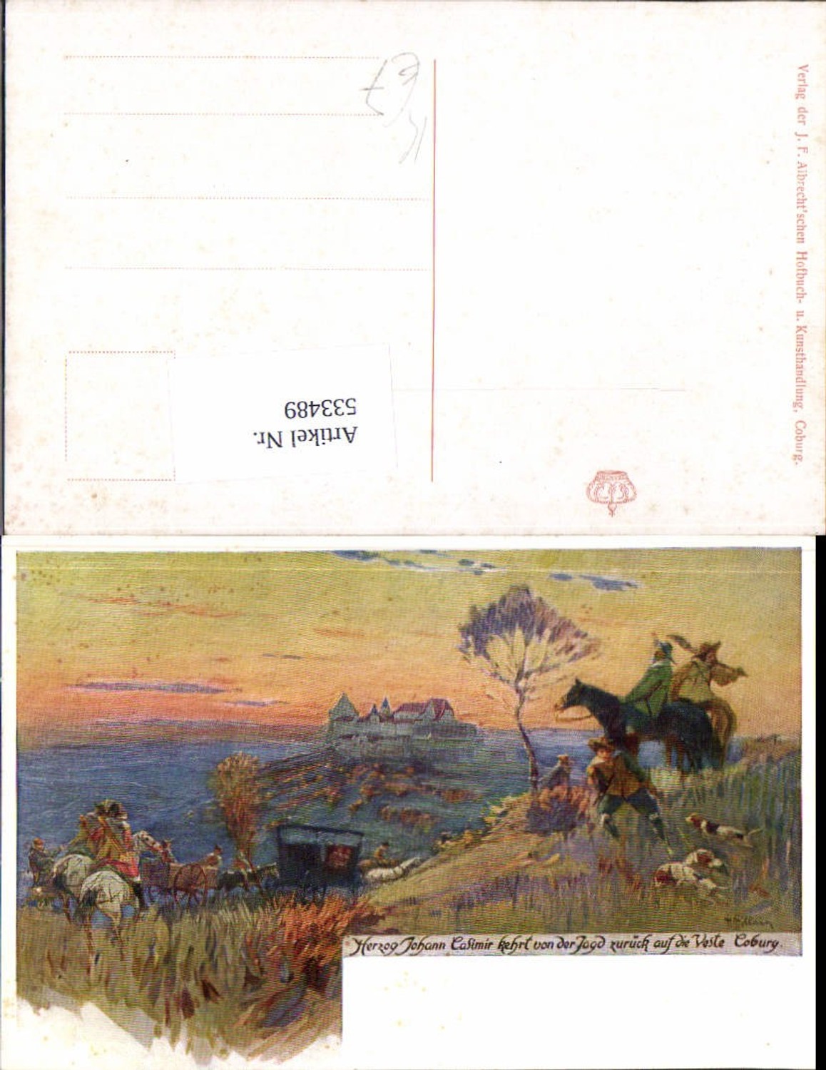 533489,tolle Künster AK Herzog Johann Casimir Jagd Veste Coburg Kutsche