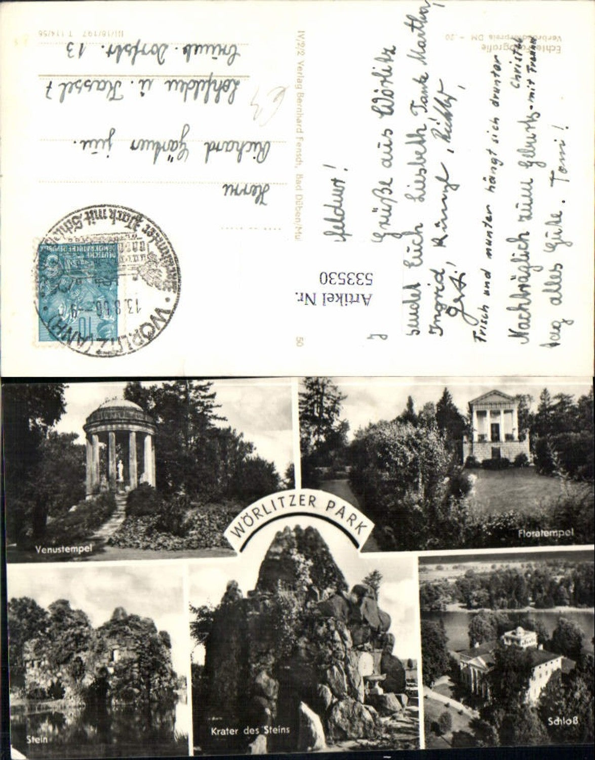 533530, Mehrbild AK, Wörlitz Wörlitzer Park, Stein , Krater des Steins, Schloß
