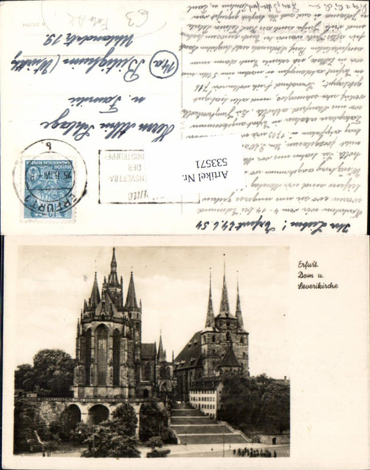 533571, Foto AK, Erfurt dom u. Severikirche