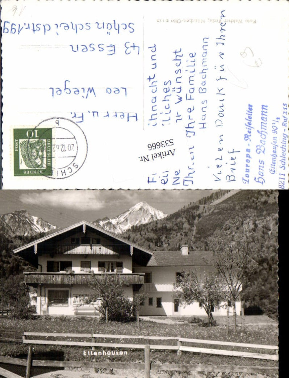 533666,tolle Foto-AK Ettenhausen b. Schleching Haus Bachmann Pension LK Traunstein