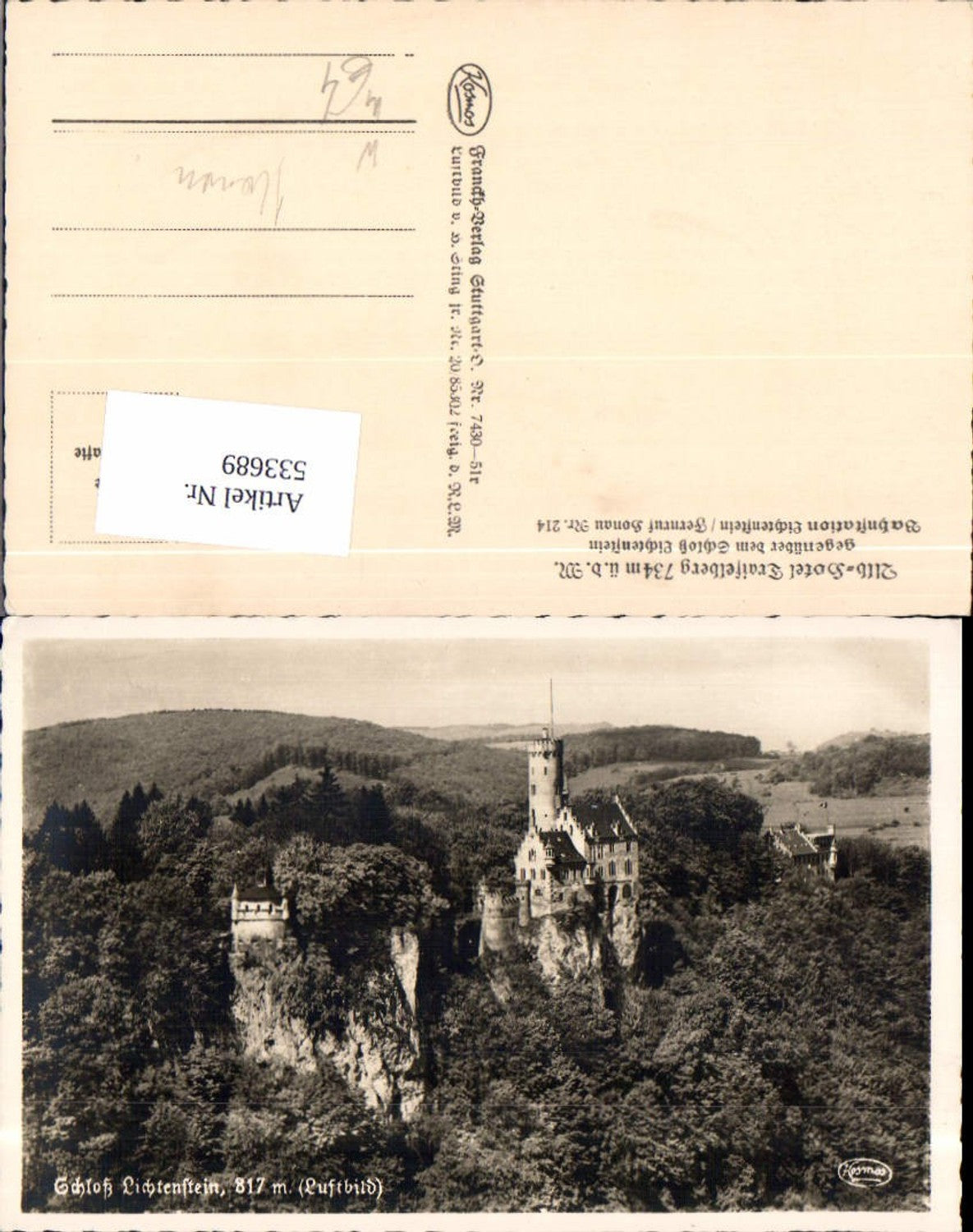 533689,Schloß Lichtenstein b. Honau Traiselberg Luftbild Fliegeraufnahme