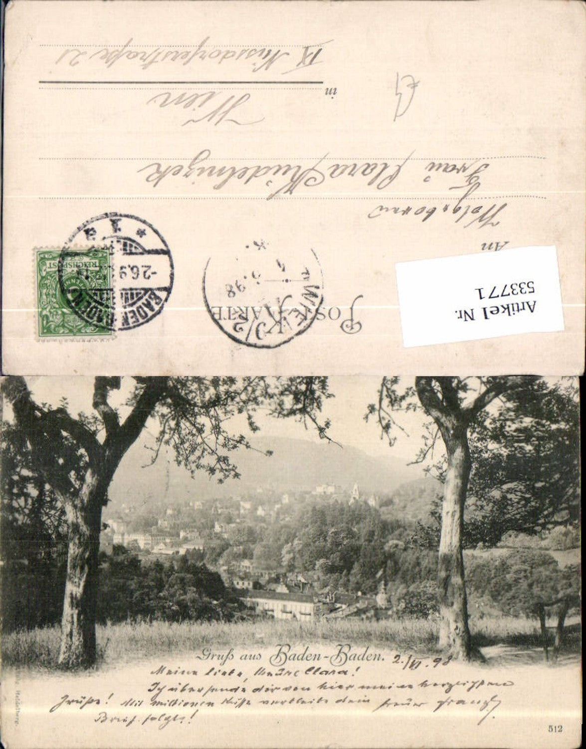533771,Gruss aus Baden-Baden um 1900