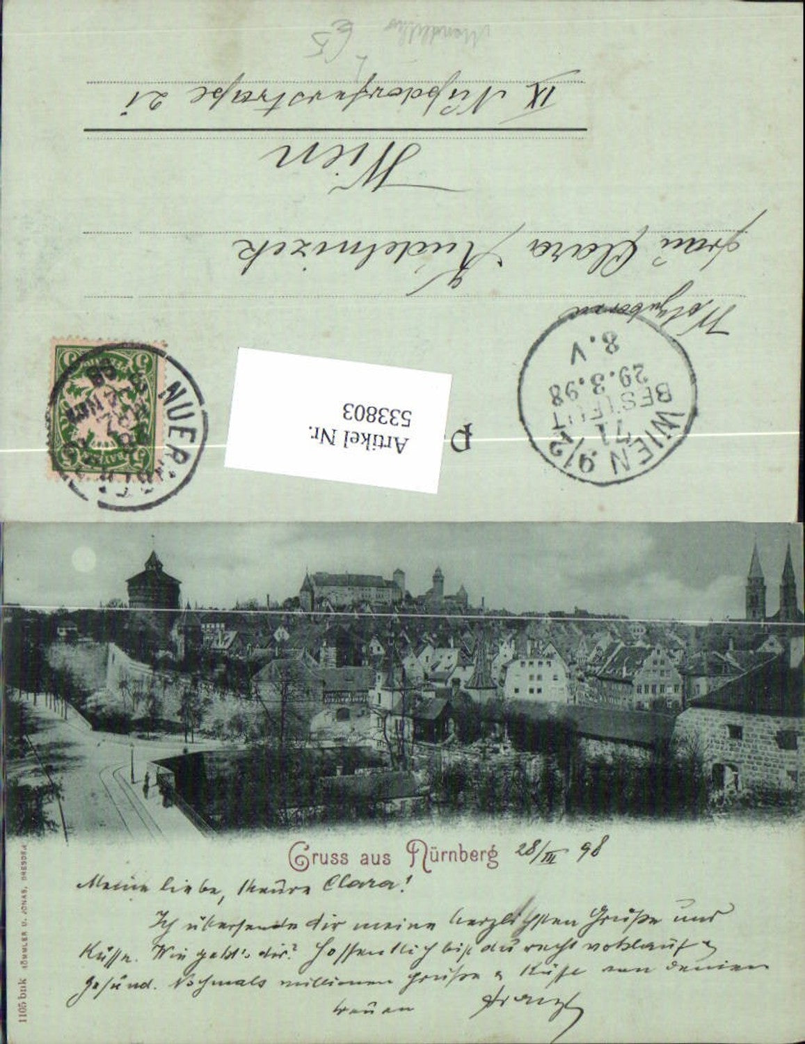 533803,Mond Lithographie Gruß aus Nürnberg pub Römmler & Jonas 1105 bnk