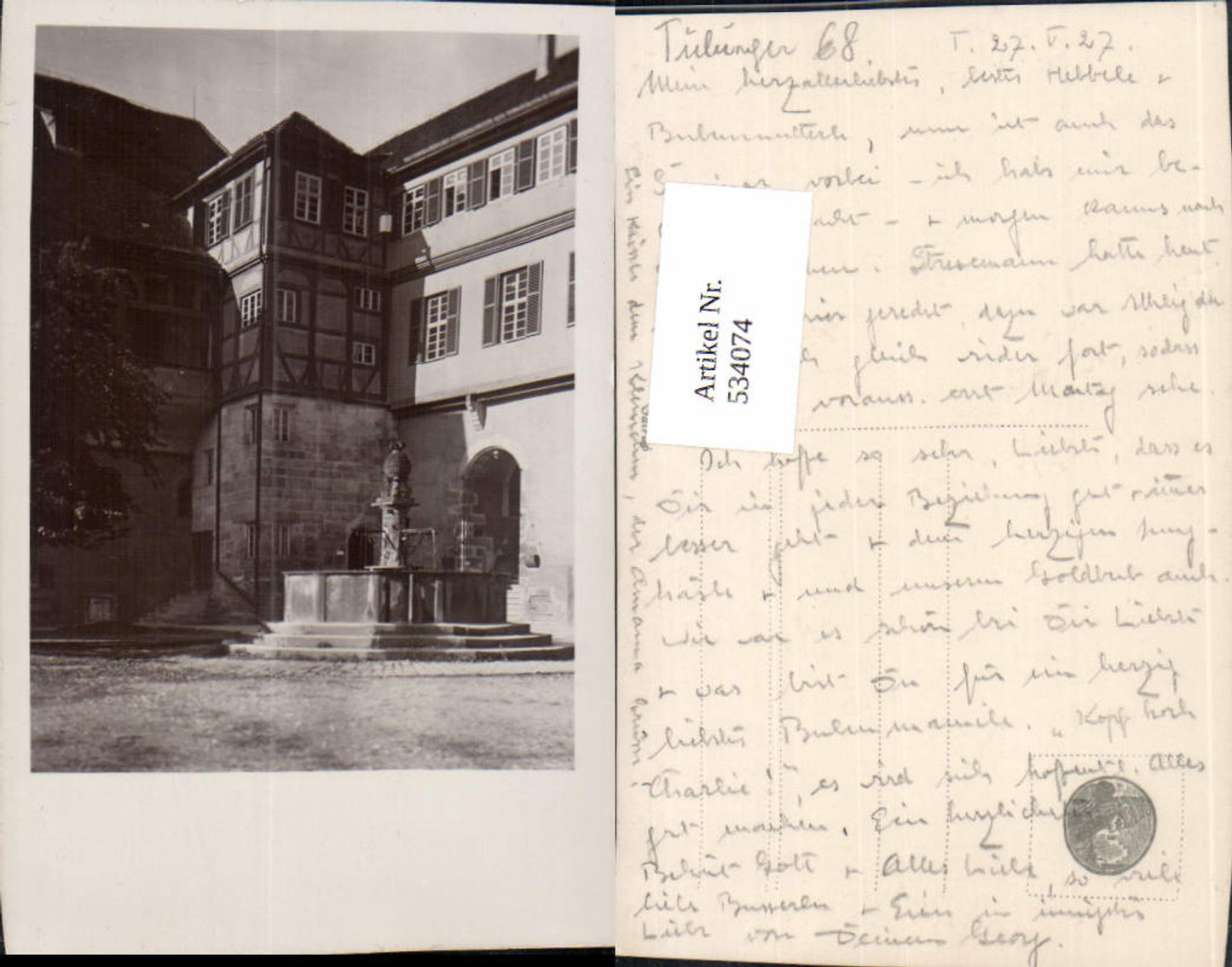 534074,Foto Ak Tübingen Brunnen Klosterhof Kloster Bebenhausen