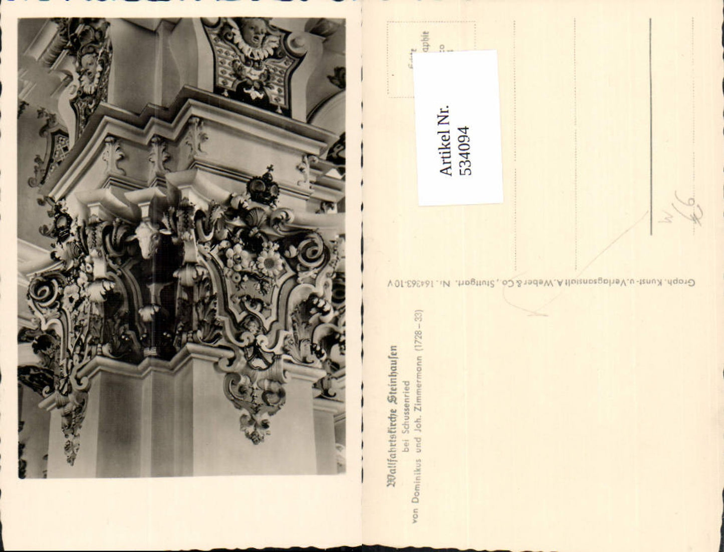 534094,Foto Ak Wallfahrtskirche Steinhausen b. Bad Schussenried Innenansicht