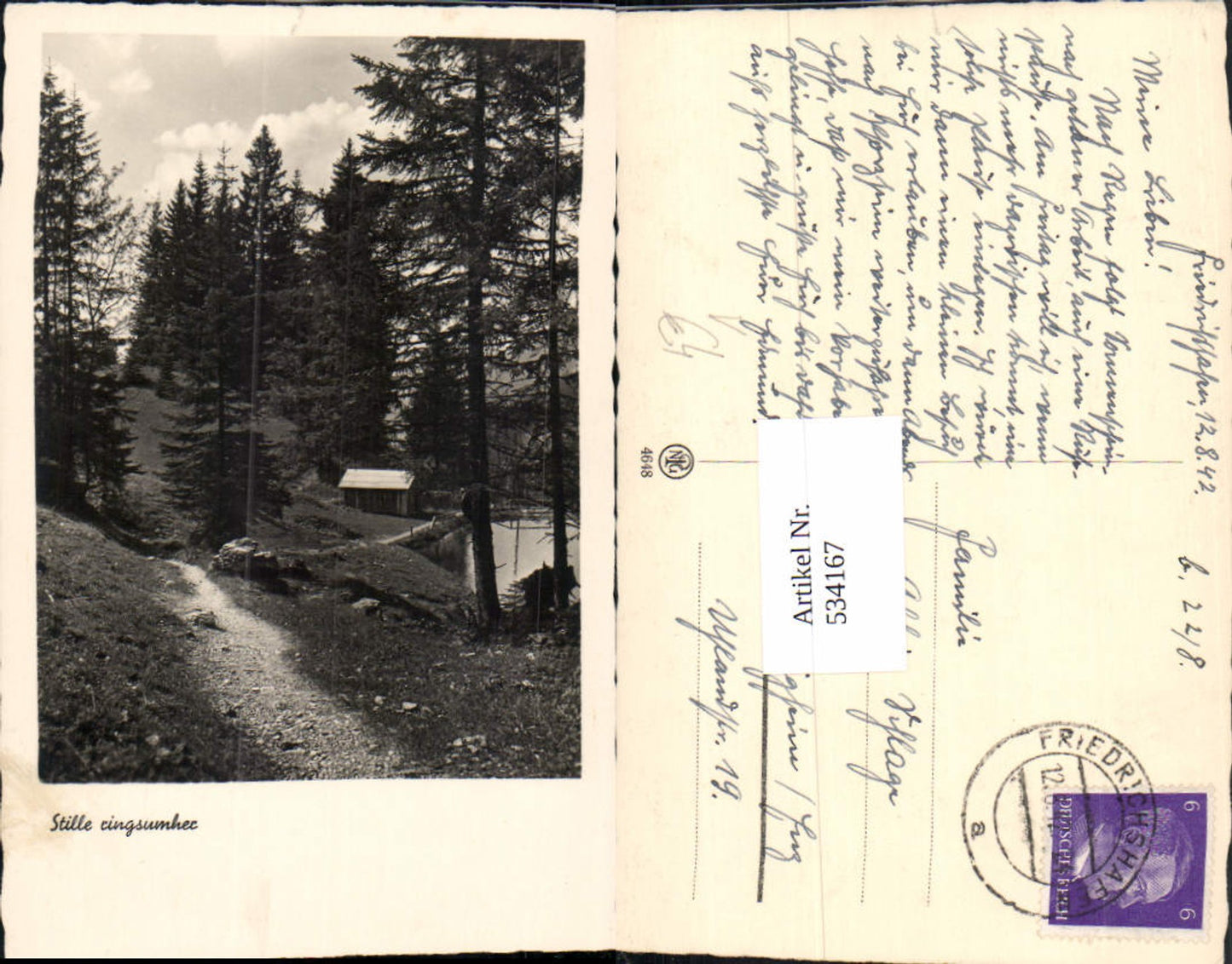 534167,Foto Ak Stiller ringsumher Hütte Landschaft b. Friedrichshafen pub NPG 4648