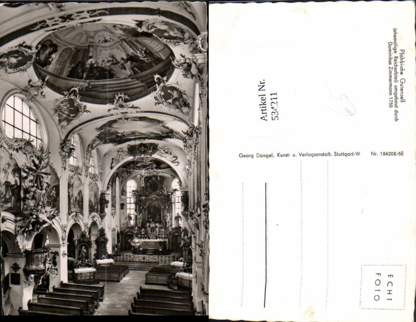 534211,Foto Ak Gutenzell-Hürbel Gutenzell Pfarrkirche Innenansicht