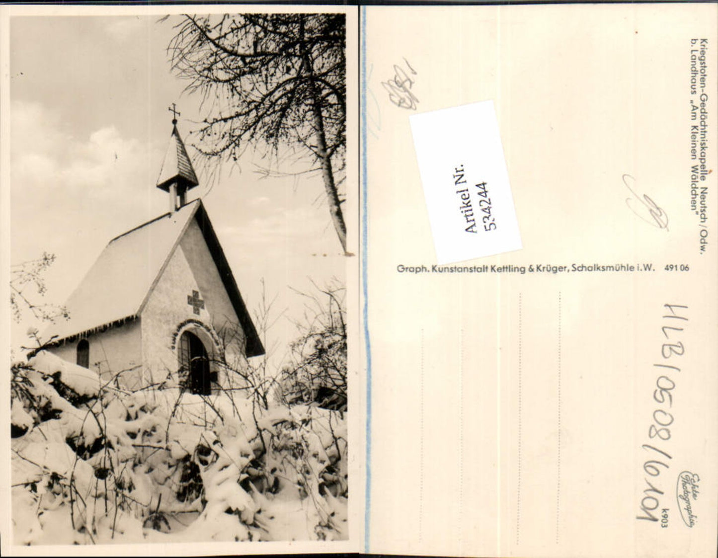 534244,Foto Ak Modautal Neutsch Odenwald b. Landhaus Am kleinen Wäldchen Kirche Kapelle