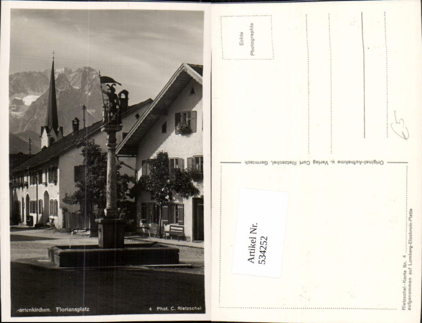 534252,Foto Ak Partenkirchen Garmisch-Partenkirchen Florianplatz Brunnen