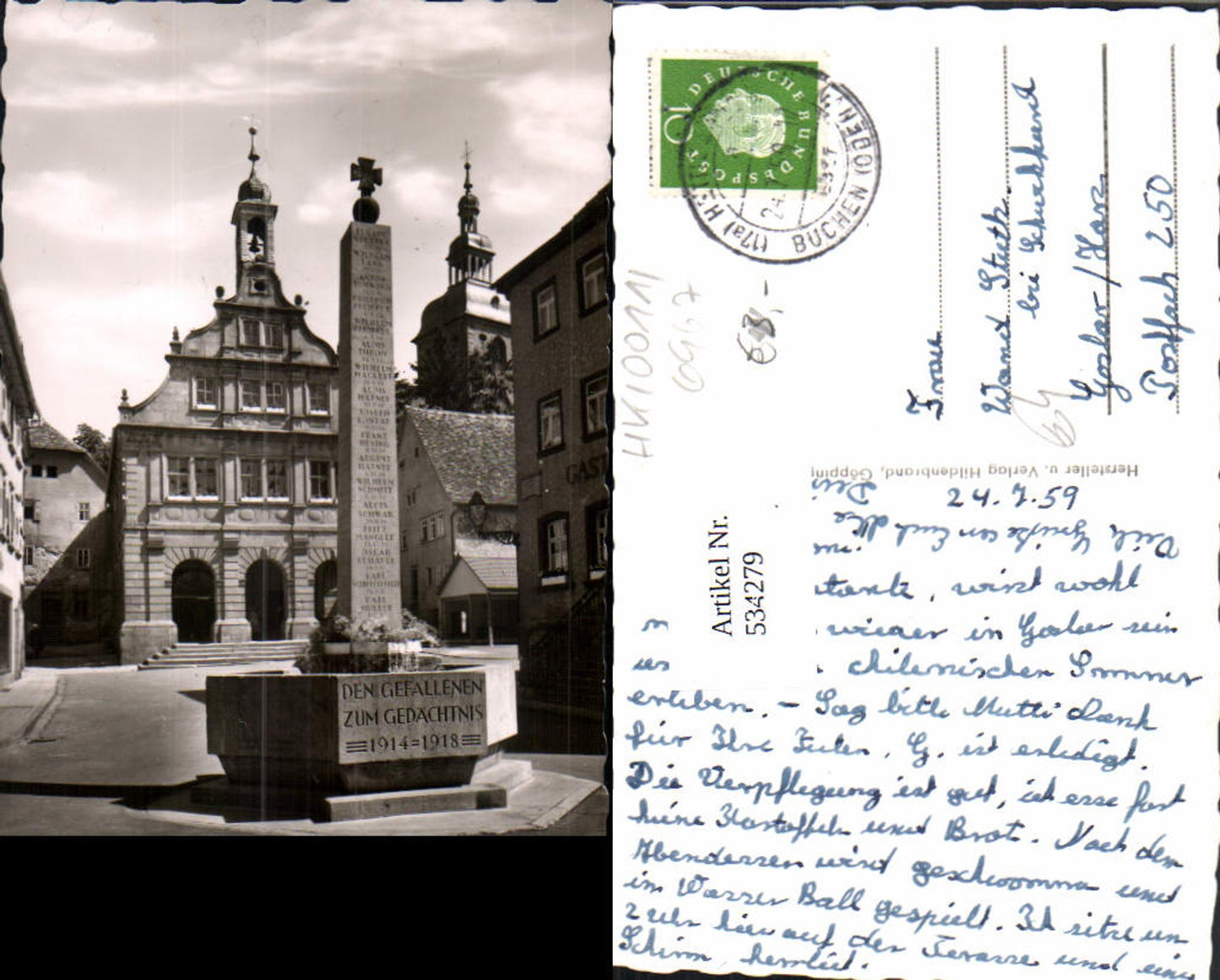 534279,Foto Ak Buchen i. Odenwald Kriegerdenkmal Denkmal